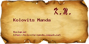 Kolovits Manda névjegykártya